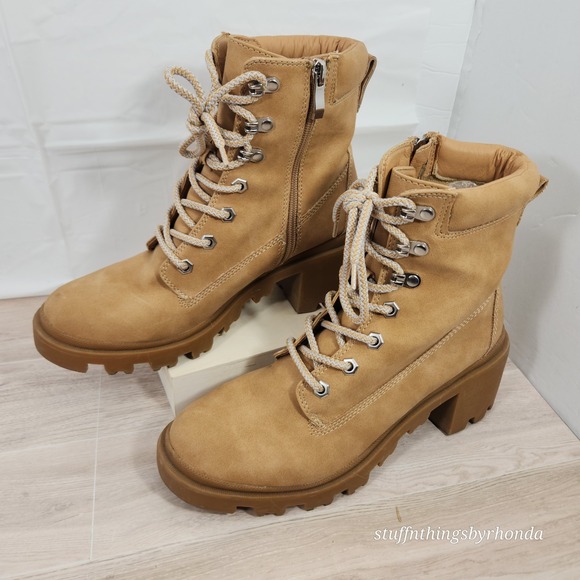 Steve MADDEN GIRL Dillan Combat Boots Lace‎ Up Brown Womens Size 8.5 M - Picture 2 of 9